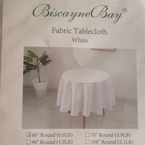 Biscaynebay Textured Fabric Round Tablecloth 60 In Dia White Water Resistant - Picture 7 of 7